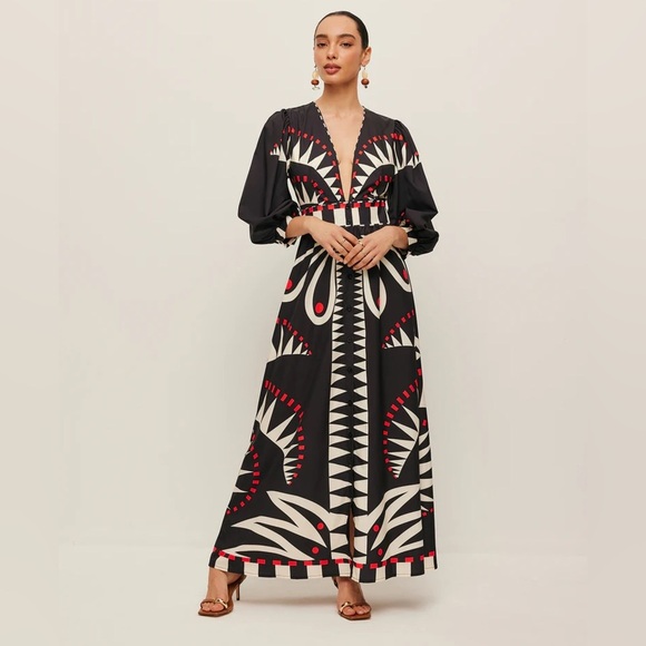 Commense Boho Print V-Neck Split Dress - NWT szS - Picture 1 of 7